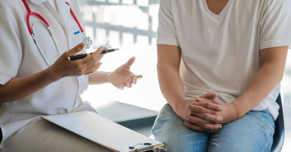 Doctors talk to patients in the office